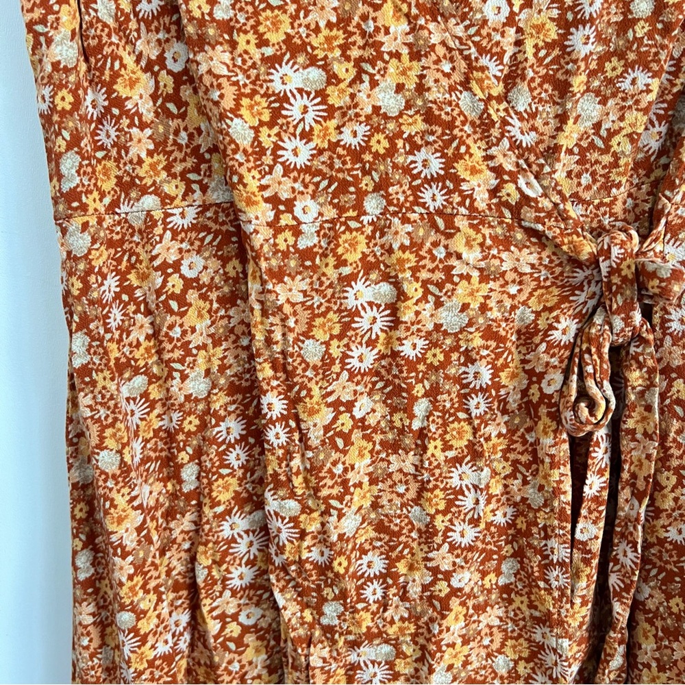 Universal Threads Sleeveless Floral Wrap Dress Orange Multicolor Size Large - Picture 5 of 8
